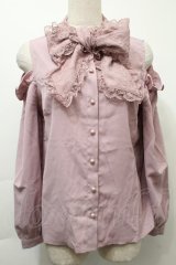 MA*RS / レースリボンタイオフショルダーブラウス  ピンク S-25-10-03-031-EL-BL-AS-ZS