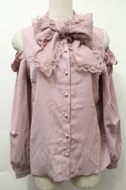 画像1: MA*RS / レースリボンタイオフショルダーブラウス  ピンク S-25-10-03-031-EL-BL-AS-ZS
