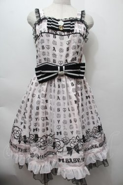 画像1: BABY,THE STARS SHINE BRIGHT / Petite Cherie Camelia Coffret柄リボンジャンパースカート  ピンク S-25-10-05-012-BA-OP-AS-ZS