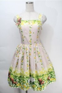 Innocent World / 土田穣うさぎとりすジャンパースカート  ピンク S-25-10-06-005-IW-OP-HR-ZS