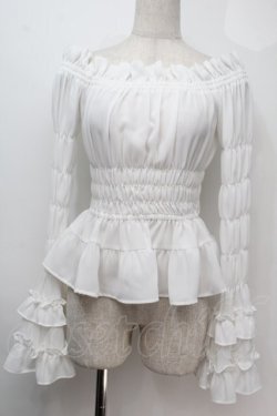 画像1: Millenoir / シフォンオフショルブラウス  白 S-25-10-06-1001-EL-BL-AS-ZS