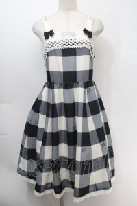 Melody BasKet / Melody Block Checkジャンパースカート  黒ｘオフ S-25-10-06-1042-LO-OP-AS-ZS