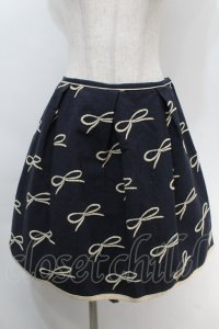 Lois CRAYON / リボン刺繍スカート  紺 S-25-10-06-1052-LO-SK-AS-ZT269