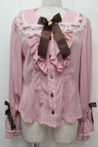 BABY,THE STARS SHINE BRIGHT / Fondant Chocolat Nounours Collectionブラウス  ピンク S-25-10-06-1014-BA-BL-AS-ZS