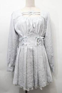 画像1: Ank Rouge / ジャガードプリーツワンピース M サックス S-25-10-06-1028-CA-SK-HR-ZS