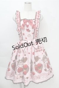BABY,THE STARS SHINE BRIGHT / Strawberry Loves Chocolate柄エプロンフリルジャンパースカート・カチューシャセット  ピンク S-25-10-06-009-BA-OP-AS-ZS
