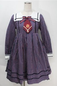 Angelic Pretty / Universityワンピース  紺ｘ赤 S-25-10-06-013-AP-OP-AS-ZS