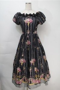 Innocent World / 邸宅のすみれワンピース  黒 S-25-10-06-021-IW-OP-AS-ZS