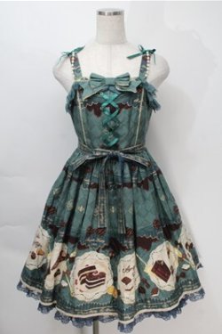 画像1: Angelic Pretty / Antique Chocolaterieパールジャンパースカート  グリーン S-25-10-06-022-AP-OP-AS-ZS