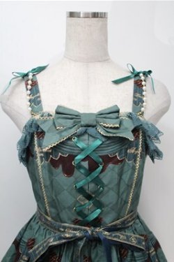 画像3: Angelic Pretty / Antique Chocolaterieパールジャンパースカート  グリーン S-25-10-06-022-AP-OP-AS-ZS