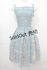 Innocent World / テディベアートランプジャストウエストジャンパースカート M ブルー S-25-10-08-057-IW-OP-HR-ZS