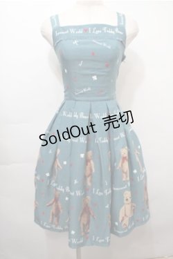 画像1: Innocent World / テディベアートランプジャストウエストジャンパースカート M ブルー S-25-10-08-057-IW-OP-HR-ZS