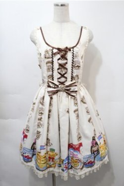 画像1: Angelic Pretty / Honey Cakeラウンドジャンパースカート  オフ S-25-10-08-060-AP-OP-AS-ZS