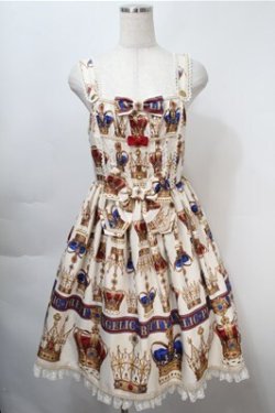 画像1: Angelic Pretty / British Crownシャーリングジャンパースカート  オフ S-25-10-08-061-AP-OP-AS-ZS
