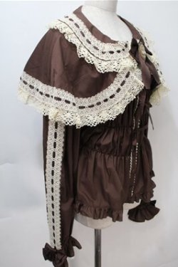 画像4: metamorphose / 【プラスサイズ】木漏れ日のトロイメライ ケープ付き長袖ブラウス  ブラウン S-25-10-08-066-ME-BL-AS-ZS