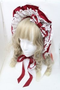 BABY,THE STARS SHINE BRIGHT / トーションレースのフルボンネット(2021)  エンジ S-25-10-08-027-BA-AC-HR-ZS