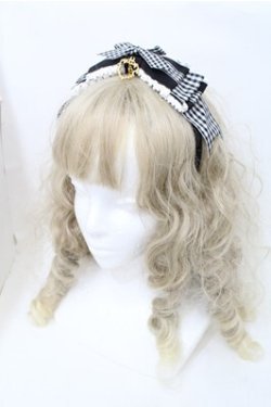 画像1: BABY,THE STARS SHINE BRIGHT / Hearty Ginghamリボンカチューシャ  黒ｘ白 S-25-10-08-030-BA-OP-HR-ZS