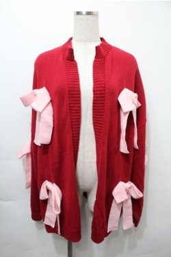 画像1: Candy Stripper / RIBBON KNIT CARDIGAN  赤 S-25-10-08-045-PU-TO-HR-ZS