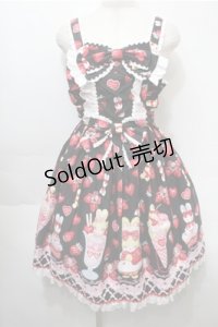 Angelic Pretty / Lyrical Bunny Parlorジャンパースカート  黒 S-25-10-08-048-AP-OP-AS-ZT489