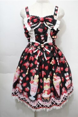 画像1: Angelic Pretty / Lyrical Bunny Parlorジャンパースカート  黒 S-25-10-08-048-AP-OP-AS-ZS