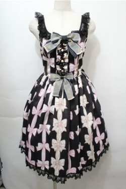 画像1: Angelic Pretty / Jewelry Ribbon Princessジャンパースカート  黒 S-25-10-08-049-AP-OP-AS-ZS