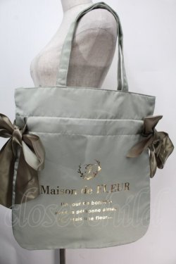 画像1: Maison de FLEUR / ダブルリボントートバッグ  グリーン S-25-10-09-053-LO-BG-AS-ZS