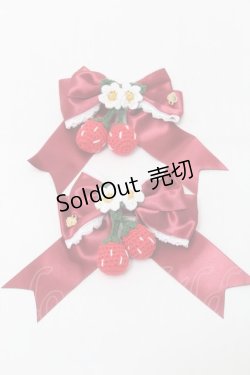 画像1: BABY,THE STARS SHINE BRIGHT / ゆらゆらいちごのサテンリボンクリップ  赤 S-25-10-09-008-BA-AC-HR-ZS