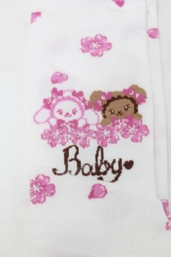 画像2: BABY,THE STARS SHINE BRIGHT / SA KU RAくみゃちゃん柄オーバーニーソックス  白ｘピンク S-25-10-09-001-BA-ZA-HR-ZS