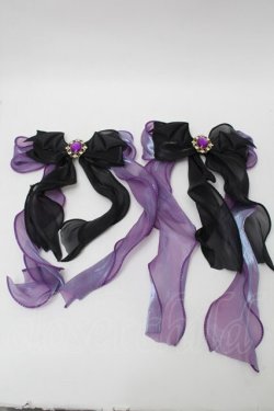 画像1: GOTH / ビジューシフォンクリップ  黒ｘ紫 S-25-10-09-013-GO-AC-HR-ZS