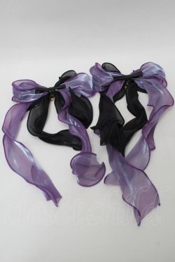 画像2: GOTH / ビジューシフォンクリップ  黒ｘ紫 S-25-10-09-013-GO-AC-HR-ZS
