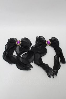 画像1: GOTH / ビジューシフォンクリップ  黒 S-25-10-09-014-GO-AC-HR-ZS