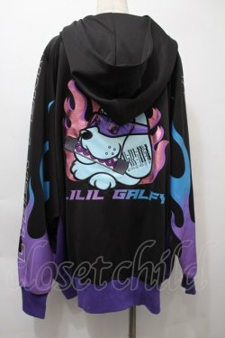 画像2: ililil / ｘGALFY ボリュームハイネックパーカー  黒ｘ紫 S-25-10-10-034-PU-JA-HR-ZS