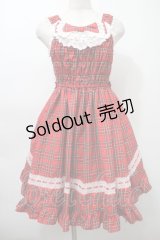 BABY,THE STARS SHINE BRIGHT / タータンチェックIシャーリングプリンセスジャンパースカート  赤 S-25-10-10-045-BA-OP-HR-ZS