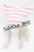 LOLITA / バイカラーニットハット  ピンクｘ白 S-25-10-10-008-LO-AC-HR-ZS