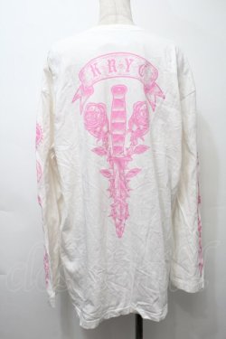 画像2: KRY CLOTHING / 「SUICIDE」ロングTシャツ  白ｘピンク S-25-10-10-019-EL-TS-HR-ZS