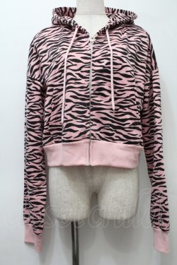 画像1: KRY CLOTHING / 「GAL」ショート丈パーカー  ピンクｘ黒 S-25-10-10-026-EL-TO-HR-ZS