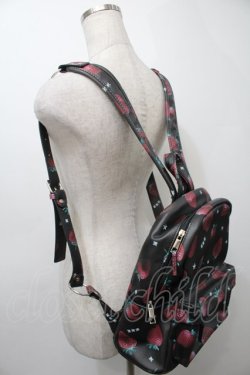 画像3: LISTEN FLAVOR / いちご総柄バックパック  黒 S-25-10-11-049-PU-TO-HR-ZS