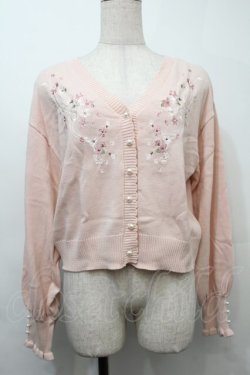 画像1: axes femme / SAKURA刺繍ショートカーディガン  ピンク S-25-10-11-056-AX-TO-HR-ZS