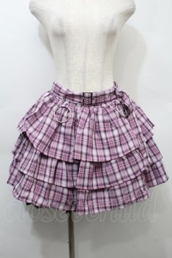 画像1: KRY CLOTHING / 「KAKAWARITAKUNAI」チェック柄ティアードスカート  ピンク S-25-10-11-060-EL-SK-HR-ZS