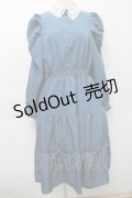 axes femme / レース襟マトン袖ワンピース  ブルー S-25-10-12-043-AX-OP-HR-ZS