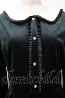 画像3: axes femme POETIQUE / ポケット刺繍ベロアワンピース  グリーン S-25-10-12-044-AX-OP-HR-ZS