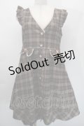 axes femme / チェック柄リボンジャンドレ  ブラウン S-25-10-12-046-AX-OP-HR-ZS