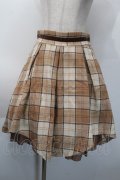 axes femme POETIQUE / 起毛チェックタックスカート  ベージュ S-25-10-12-057-AX-SK-HR-ZS