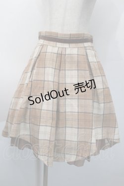 画像1: axes femme POETIQUE / 起毛チェックタックスカート  ベージュ S-25-10-12-057-AX-SK-HR-ZS