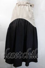 NieR Clothing / バイカラーロングスカート  黒ｘベージュ S-25-10-12-059-PU-SK-HR-ZS