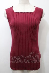 axes femme / リブタンクトップ  ワイン S-25-10-12-016-AX-TO-HR-ZS