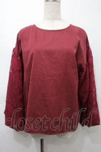 axes femme / バルーン袖トップス  ワイン S-25-10-12-018-AX-TO-HR-ZS