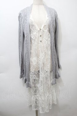 画像1: axes femme / レイヤード風デザインカーディガン  グレーｘ白 S-25-10-12-022-AX-TO-HR-ZS