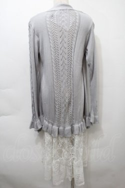 画像2: axes femme / レイヤード風デザインカーディガン  グレーｘ白 S-25-10-12-022-AX-TO-HR-ZS