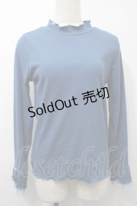 axes femme / プリーツチュール切替リブプルオーバー  ブルー S-25-10-12-026-AX-TO-HR-ZS